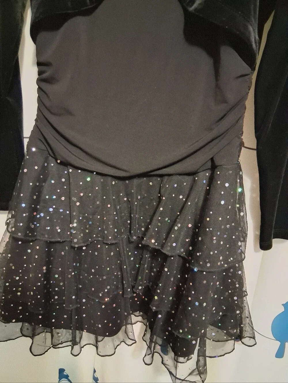 Amy Byer Black Velvet Shrug with Sparkle Skirt Girls Dress Size 14